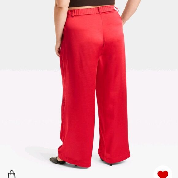 A New Day Plus Size Red High-Rise Wide Leg Satin Pants Plus 26 - Picture 6 of 12